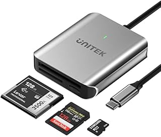 Unitek CFast Card Reader, 3 in 1 USB C to Micro SD/SD 4.0 Card Reader, Aluminum CFast 2.0 Memory Card Adapter for CFast SD TF Micro SD SDHC SDXC UHS-Ⅰ UHS-Ⅱ Cards