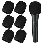 6 PCS Black Microphone Foam Cover, Mic Cover for Microphones Foam Handheld Covers Mic Windscreen Sponge Microphone Breathable Windscreen Pop Filter Reduce Wind Noises Mics Covers for Karaoke