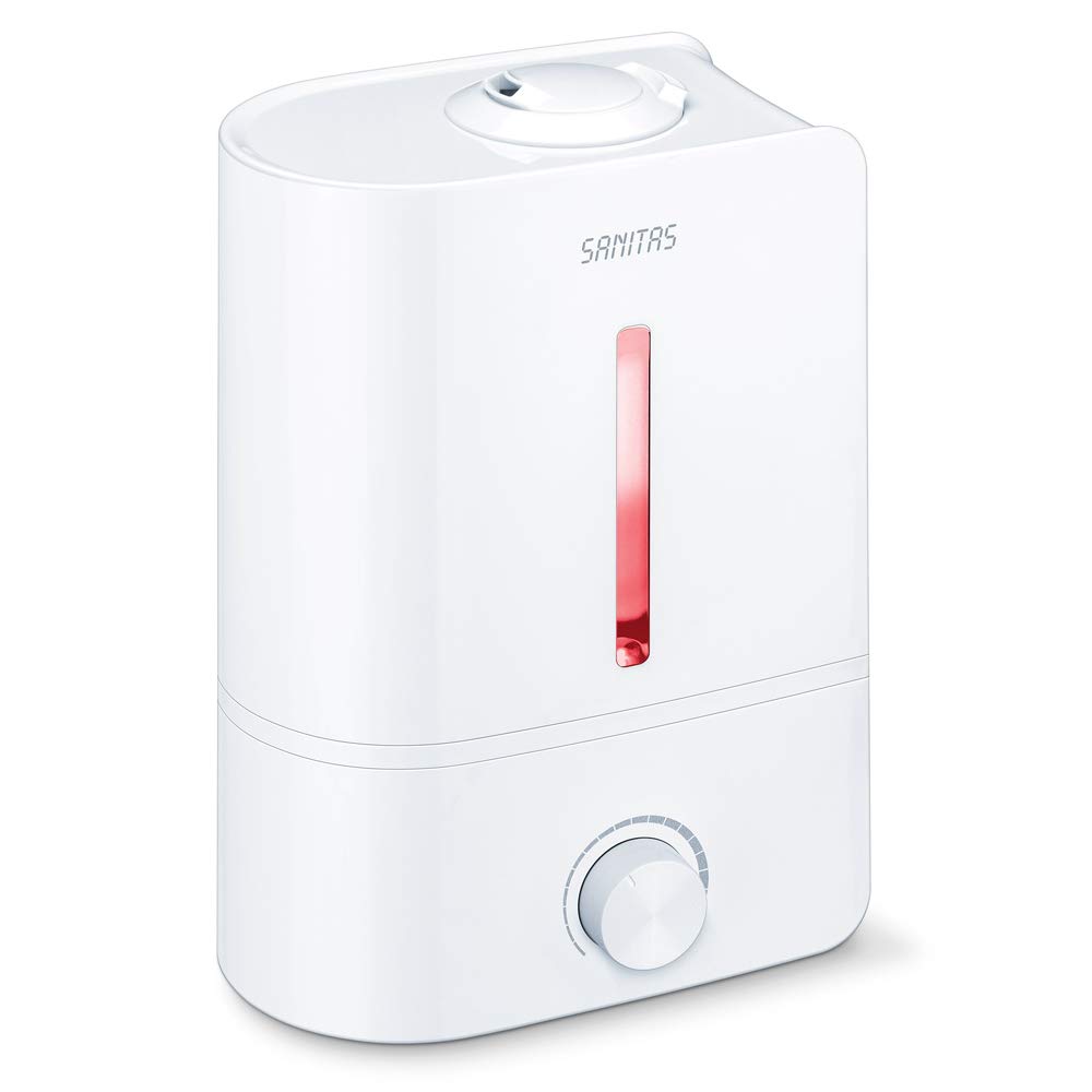 Sanitas SLB 40 - Humidificador de aire por ultrasonidos para humidificación del aire de la habitación, con función de aroma, para habitaciones de hasta 30 m², silencioso