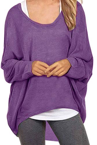 UGET Women's Sweater Casual Oversized Baggy Off-Shoulder Shirts Batwing Sleeve Pullover Shirts Tops