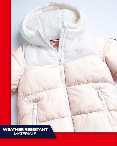 Reebok Girls Winter Jacket - Heavyweight Fleece Jacket Winter Coat Hooded Zip Up Girls Puffer Parka Outerwear with Pockets4