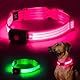 YIAZIM Leuchthalsband Hund, Aufladbar, Einstellbare LED, Hunde Leuchthalsband für Kleine, Mittlere, Große Hunde, Rosa, M