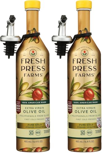Fresh Press Farms Cold Pressed High Polyphenol Pure Gold Extra Virgin Olive Oil, 16.4 Fl Oz, Georgia Grown, 100% American Made, Unrefined, Certified Whole30, Non-GMO, Keto, Paleo, Gluten Free image 3