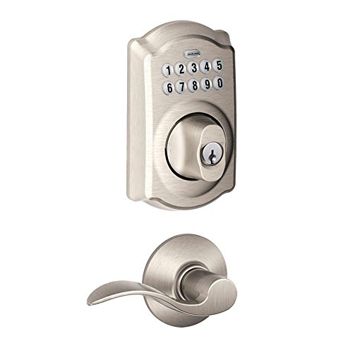 Schlage FBE365 Schlage V CAM 619 ACC Camelot Satin Nickel Keypad Combo Pack with Accent Lever