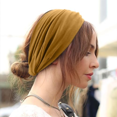 Image of DRESHOW 4 Pack Turban Headbands for Women Wide Vintage Head Wraps Knotted Cute Hair Band Accessories