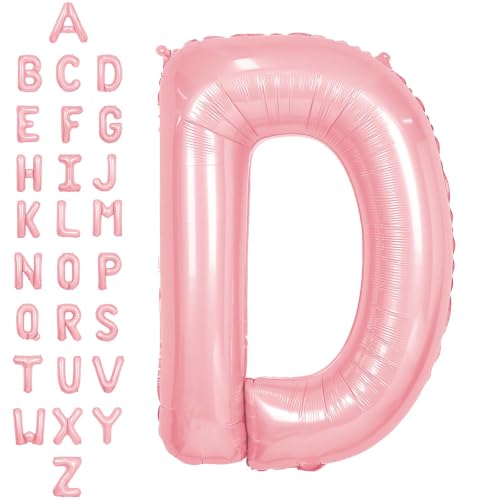 SUWEN 40 Inch Pink Large D Letter Balloons Big Foil Helium A-Z