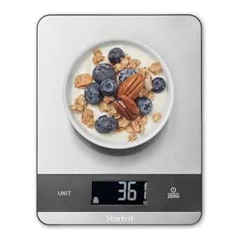 Starfrit Digital Kitchen Scale - Stainless Steel Platform - Measures Weight and Liquid Volume - 11 lb / 5 kg Capacity - Stainless Steel