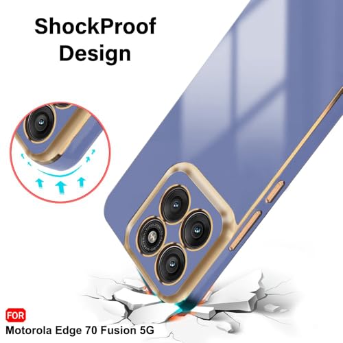 Image of TheGiftKart Luxurious Golden-Plated Back Cover Case for Motorola Moto Edge 70 Fusion 5G | Raised Lips for Camera & Screen Protection | Shockproof Design | Stylish Back Cover Case (TPU, Blue)