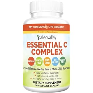 Paleovalley Essential C Complex – Vitamin C Supplement for Immune Support – 1 Pack, 450mg – Organic Superfoods Unripe…