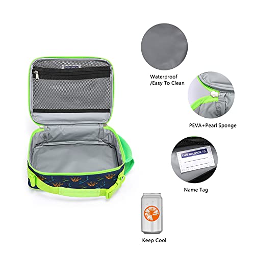 Kk Crafts Cute Insulated Lunch Box For Girls Boys Kids Toddlers Preschool Kindergarten Elementary (Large,Green Dinosaur) #TOP4