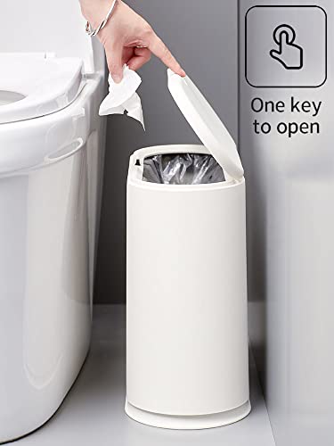 Baosia TRASH CAN-1 8 Liter White Rectangular Plastic Trash Can Wastebasket With Press Type Lid,2.1 Gallon Slim Trash Bin,Narrow Trash Can Waste Bins For Bedroom, Bathroom, Office,Kitchen,Powder Room thumb #3
