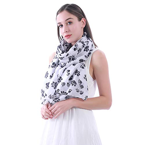 Lina & Lily Dog Cat Paw Print Women's Scarf Shawl Wrap Lightweight2