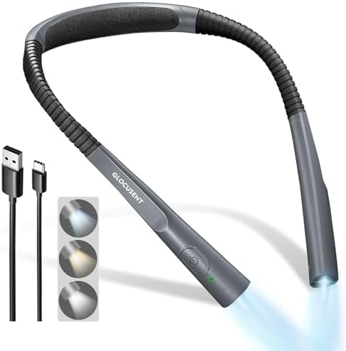 Glocusent Neck Light, Reading Lights for Books in Bed, 30-min Timer