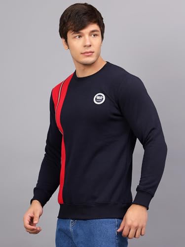 Image of Ben Martin Men's Round Neck Regular Fit Full Sleeve Side Penal Contrast Cotton Polyester Sweatshirt