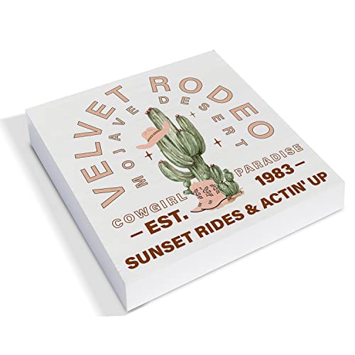 Country Western Cactus Wood Box Sign Decor Desk Sign Desert Cowgirl Cactus Wooden Box Block Sign Rustic Home Shelf Wall Decoration #TOP1