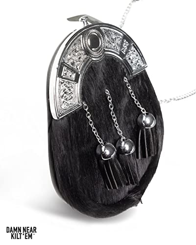 Damn Near Kilt 'Em The King’s Scottish Formal Dress Sporran for Men, Made with Genuine Leather & Fur, Includes Chain Belt2