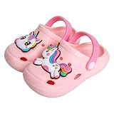 EVETTO Toddler Clogs Boys Girls Little Kids Slip on Slides Sandals Children Summer Beach Pool Outdoor Water Shoes Shower Slippers Pink Unicorn
