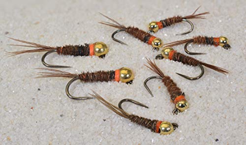Region Fishing Tungsten Bead Hot Spot Pheasant Tail Jig Fly - Euro Nymph - Hanak Hooks (8Ct Assortment) #TOP17