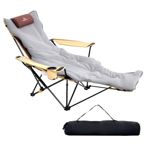 Reclining Camping Chair with Removable Footrest, 4-Position...