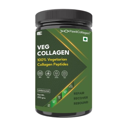 Image of Vegetarian Collagen Peptides by PawaCollagen, Veg Collagen Powder with Natural Flavor, Supports Healthy Skin, Hair, Joints & Bones, Digestion- 250gm (Veg Collagen)