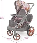 509 Crew Daisy Doll Pram - Fits Dolls up to 18", Large Retractabel Canopy, Storage Basket & Bassinet, Pretend Play for Kids Ages 3+ (Melange Flora: Doll Stroller - Duo Twin)