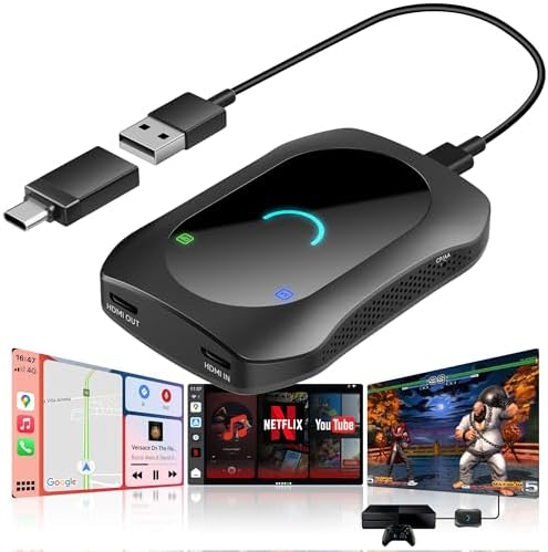 8-in-1 AI Box, Wireless CP/AA + Full Android OS, 4GB+64GB Magic Video Box with HDMI in/Out, 4G LTE, Wireless CarPlay/Android Auto Smart Box, Dual-Bluetooth IoT Hub, DriveChat AI