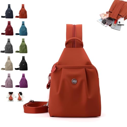 Vellarix 2025 Vovtva Chest Backpack - Large Capacity Waterproof Travel Bag with Double Zipper, Street Lite Chic Crossbody Sling Pack(Orange)