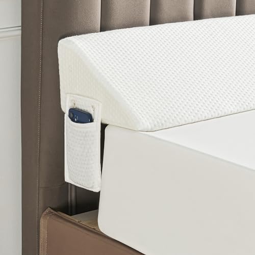 Image of IFNOW King Size(76 inchx6 inchx10 inch) Bed Wedge Pillow for Headboard, Mattress Gap Filler(0-8 inch), Bed Wedge for Gap Between Your Headboard and Mattress White