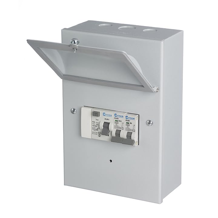 2Way Garage Shed Metal Consumer Unit, Fuse Box, Fuse Board RCD + 2MCB'S