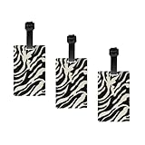 Gepäckanhänger mit Zebra-Tiermotiv, personalisierbar, bedruckt, hochwertiges wasserdichtes PVC-Material, einfach zu bedienen, Größe: Breite 5,4 cm, Höhe 8,5 cm, Höhe 15 cm (inkl. abnehmbarem Armband)