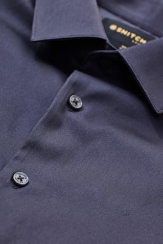 Image of SNITCH Men Formal Shirt | Slim Fit Full Sleeve Classic Collar Solid Pattern | Premium Cotton Blend & Breathable Fabric for Office