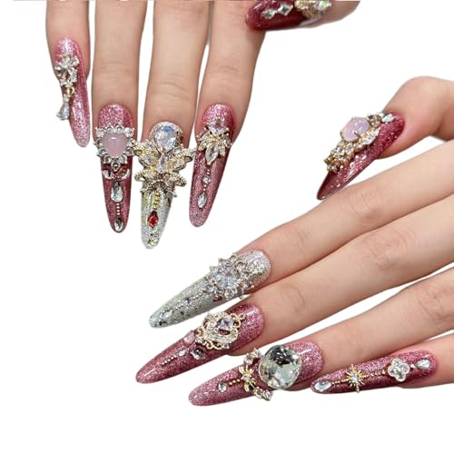 CHXDSY Handmade Acrylic Press on Nails Long Almond Shape with