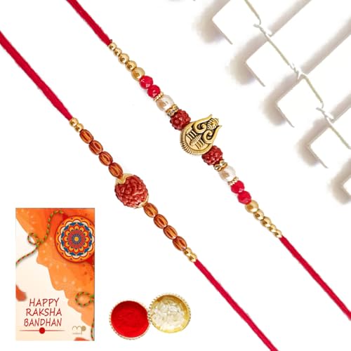Image of Maalpani Rakhi and Chocolate Hamper - Designer Diamond Rakhi Set of 2 with Cadbury Celebration Chocolates | Raksha Bandhan Gift for Brother with Roli Tika