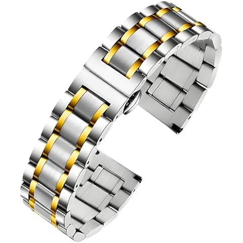 TStrap Metal Watch Band 20mm – Silver Gold Quick Release Watch Bands for Men Women - Stainless Steel Smart Watch Strap Bracelet Replacement Polished - 12mm ... 20mm 22mm 24mm Cover