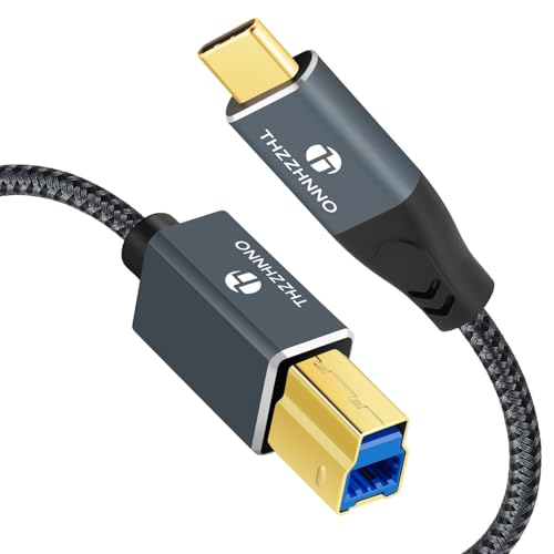 Thzzhnno Cable de Impresora USB B a USB C 3.0 de 3M, Tipo C a Tipo B por Estación de Llegada Escáner de Discos Rígidos Externos