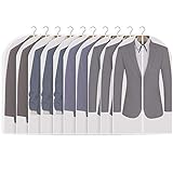 Garment Covers,10 Pcs Premium Quality PEVA Clothes Covers for Storage with Zipper 40' Clear PEVA Clothes Carrier Bags for Dress Coat Suit Tuxedo Organizer Hanging Bag (24' x 40')