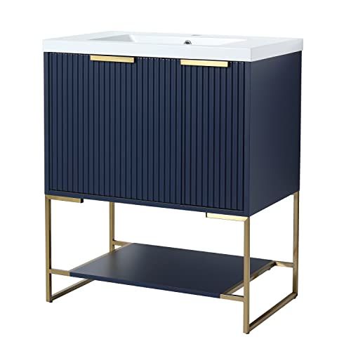 Homsof Freestanding Bathroom Vanity With Resin Basin, 30 Inch, Navy Blue #TOP3