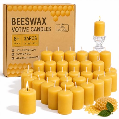Beeswax Votive Candles Bulk 8+ Hour Unscented Small Votive Candle