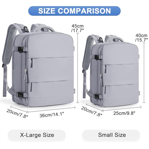 Image of Grey Travel Backpack - Carry On Flight Approved Mochila De Viaje Personal Item - Large Backpack for Men & Women - 18x14x8 Inches
