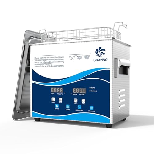 Granbo Ultrasonic Cleaner 3.2L 120W Jewelry Cleaning Ultrasonic Machine 40kHz with Heater Timer and Degassing, 110V Digital Ultrasonic Parts Cleaner for Denture Dental Oral Irrigator Parts Glasses