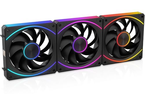 EY120PRO 120mm ARGB PC Case Fans 3-Pack, 900–1850RPM PWM, 68CFM High Airflow, 32dBA Quiet, Daisy-Chain Connection, Infinity-Mirror Lighting for Computer Cases and CPU Coolers