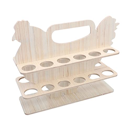 LABRIMP Soporte de Huevos de Madera Portátil para Cocina Organizador de Huevos Dos Estante Funcional y Práctico para Encimera para Almacenar y