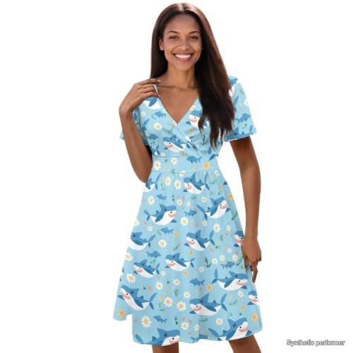 Image of Women's Summer Dresses Short Sleeve Formal Dresses with Pockets | Lightweight polyester fabric delivers cool airflow during hot summer outdoor activities
