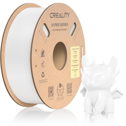 Official Creality PLA Filament 1.75mm, Hyper PLA High Speed 30-600mm/s 3D Printer Filament PLA, 1KG(2.2lbs) Spool White 