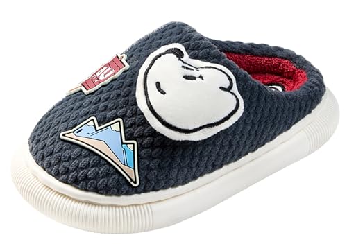 SMajong Zapatillas de Estar por Casa para Niñas Niños Antideslizante Pantuflas de Invierno Cómodas Felpa Slippers Caliente Zapatos Interior de Dibujos Animados Azul 28-29 EU