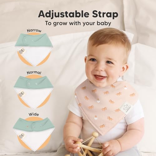 Image of 8pk Organic Baby Bandana Bibs for Drooling and Teething (Roarsome)
