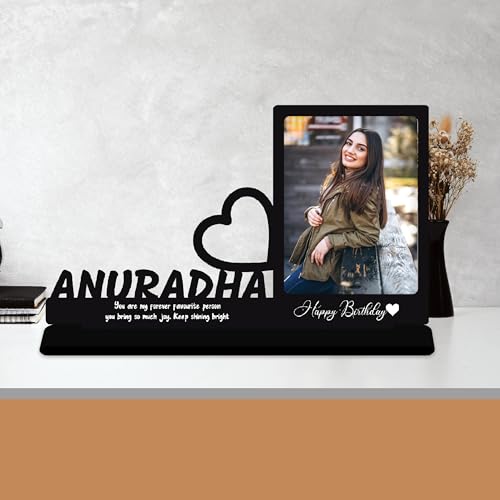 Image of Indianara Wood Happy Birthday Customized Tabletop Rectangular Photo Frame