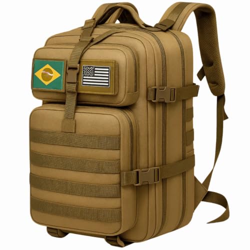 Mochila Reforçada Grande 50 Litros Masculina Feminina para Trabalho | Viagem | Trilha | Uso Diário - Lene (Cáqui)
