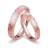 Meissa Alianzas de Plata Pareja Anillos de Boda Compromiso promesa Ajustables para Hombres y Mujeres y Unisex 3,2mm & 4mm Plata de Ley 925 Juego Nupcial Regalo (Juego de dos anillos), Oro Rosa
