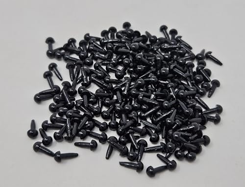 Zim's 3mm Black Tiny Half Round Plastic Safety Eyes or Noses for Craft Amigurumi Dolls or Puppets (Pack of 144)